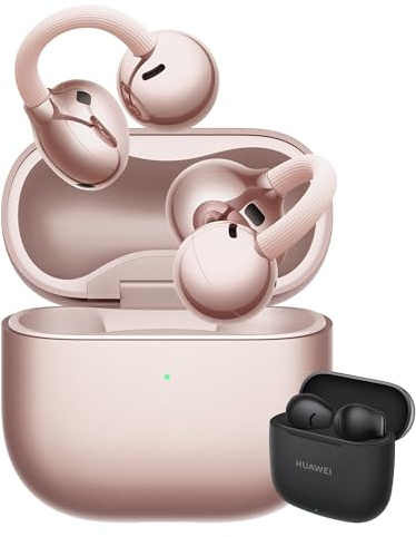 HUAWEI FreeClip 2 Oro Rosa+FreeBuds SE 3 Negro,Auriculares Bluetooth Inalámbricos Audífonos Abiertos,Comodidad Todo el Día,Escucha Adaptativa Open-ear,hasta 38h Autonomía,iOS Android,Garantía 42 Meses