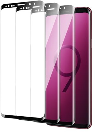 QZYWIKA 3D Protection écran pour Samsung Galaxy S9, Film en verre trempé de dureté 9H, HD Transparent Anti-Rayures Anti-Empreinte 3 Pièces Installation Facile