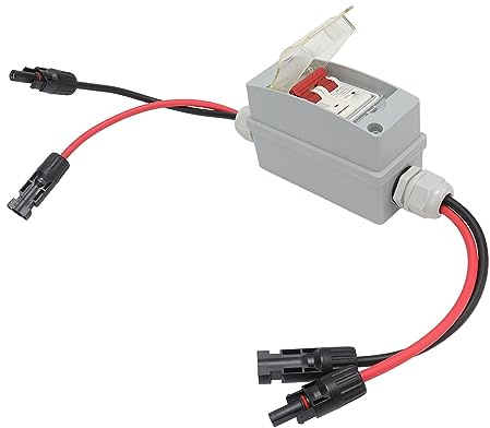 Generic Disjoncteur MCB 2P DC 500 V 32 A avec Boîte de Distribution étanche IP65 pour Système connecté au Réseau de Panneaux Solaires, Matériau ABS en Polycarbonate (Avec câble et connecteur PV)