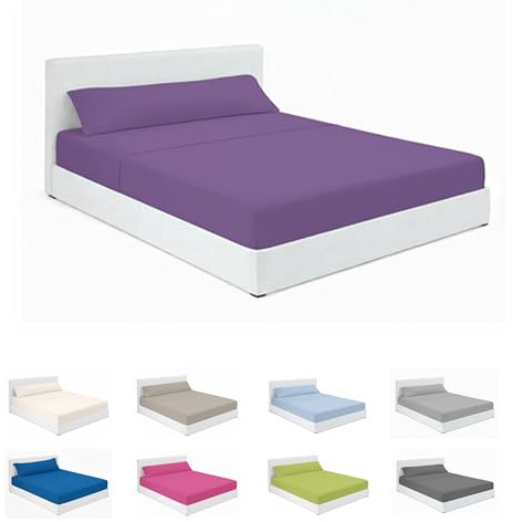 SABANALIA Sábanas Cama 90x190 50% Algodón 50% Poliéster | Juego de Sábanas 3 piezas: encimera 160x270, bajera 90x190/200+27, almohada 110x45 cm. Color Lila.