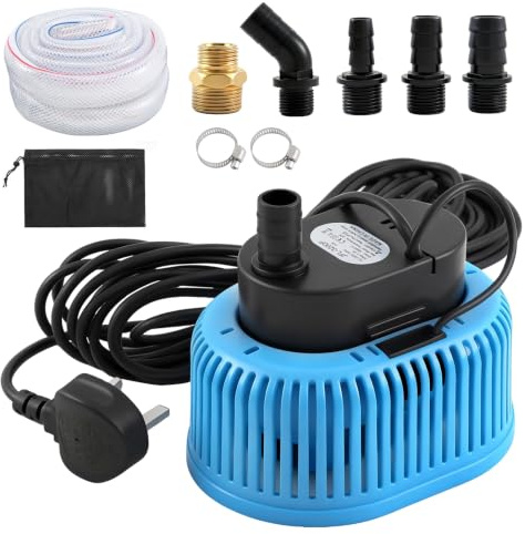 850GPH Automatic Submersible Water Pump with Float Switch, Includes 16.4FT Hose, 5 Adapters, 25FT Power Cord, Dry-Run Protection, Sump Pump for Dirty Water, Ponds, Tubs