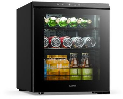 Klarstein Bevora Getränkekühlschrank 46 L – Getränkekühler mit Glastür, Touch-Bedienung, LED-Beleuchtung, einstellbare Temperatur 1–12 °C, herausnehmbare Ablage