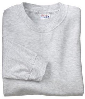 NEW Hanes Beefy-T - 100% Cotton Long Sleeve T-Shirt Ash-2XL