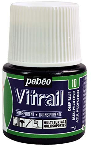 PEBEO Vitrail - Vernice Effetto Vetro colorato, flacone da 45 ml, Blu Scuro, Blu Scuro