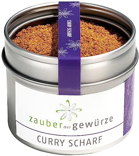 Zauber der Gewürze Curry scharf – Curry Pulver mit leichter Schärfe, ideal zum Verfeinern von Curry-Gerichten, Geflügel und Gemüse, 50 g