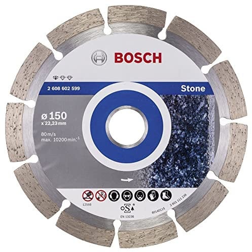 Bosch Professional 1x Diamanttrennscheibe Standard for Stone (für Stein, Granit, Beton, Ø 150 x 22,23 x 2 x 10 mm, Zubehör für Winkelschleifer)