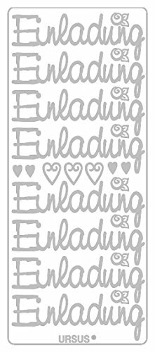 Ursus 59310077 - Kreativ Sticker, Einladung groß, silber, 5 Blatt, selbstklebend, Ideal zur Kartengestaltung und zum Dekorieren von Geschenken, Stickerbogen ca. 10 x 23 cm