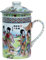 Keramik Teetasse mit Deckel + Sieb für Losen Tee mit Asiatischem Motiv (Grüne Wiese, 137) Japanische Chinesische Tasse Für Teeliebhaber, Porzellan Kaffee Geschenk Set Asien Asia Becher Haferl