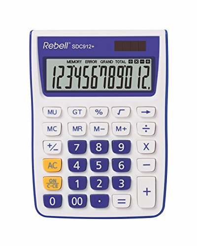 Rebell RE-SDC912VL Tischrechner SDC912, 12-stelliger Tischrechner für Büro und Zuhause, Dualbetrieb, violett