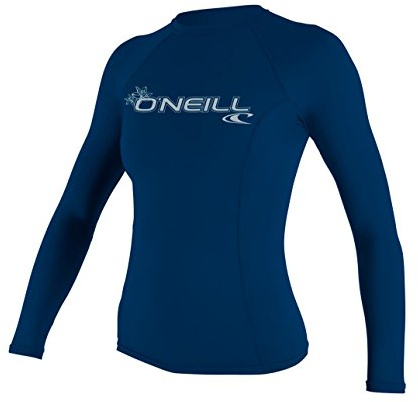 O'Neill Women's Basic Skins Long Sleeve Rash Guard - Deep Sea, XS