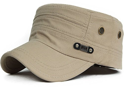 Kuyou Unisex Army Military Flat Cap Vintage Cotton Baseballmütze Kappe (007Beige)