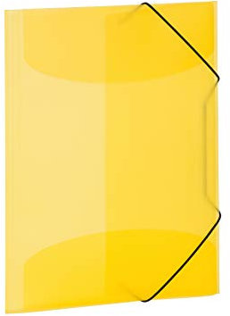 HERMA Elastic Folder Translucent in Yellow, A3, Sturdy Plastic, with 3 Inner Flaps, 1 Span Folder