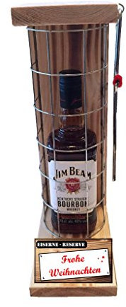 Jim Beam Geschenke Weihnachten - Eiserne Reserve Gitter Jim Beam Text rot Frohe Weihnachten - Spirituosen Geschenkverpackung Bourbon Whisky (1 x 0.70 l)