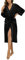 HEARTNICE Morgenmantel Damen 100% Baumwolle, Bademantel leicht Kimono Saunamantel Hausmantel lang (Schwarz, S)