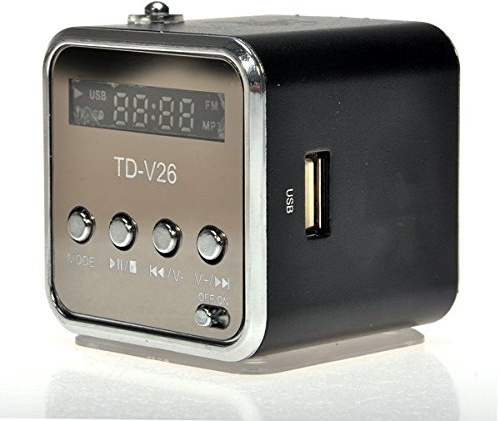 ANLIN Mini altavoz portátil de música TD-V26 Micro SD TF reproductor de MP3 Soporte Radio FM USB Estéreo Altavoces para MP4 ordenador PC
