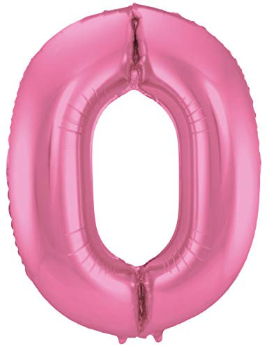 Folat 65900 Rosafarbener Metallic Matt Folienballon Zahl 0-86 cm