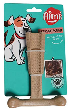 Aimé Jouet à Mâcher pour Chien Moyens et Grands au Poulet 14 cm , Os en Fibres de Bambou et Nylon ,Jouet Chien qui Favorise l'Hygiène Bucco-Dentaire