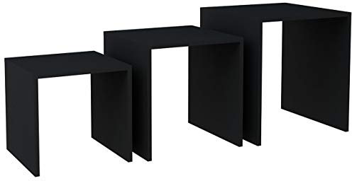 MATKAM Simple Beistelltisch 3er Set in moderner Optik | H/B/T 55 x 50 x 50 cm, Holzstärke 16 mm | In verschiedenen Ausführungen erhältlich (Schwarz)