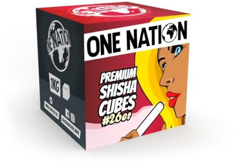 ONE NATION | Premium 26er Shisha Kokoskohle Naturkohle, Hookah Charcoal Shisha aus 100% Kokosschalen - max. 120 Minuten Brenndauer | Starke Hitze | Ohne Eigengeschmack & chemische Zusätze 5kg