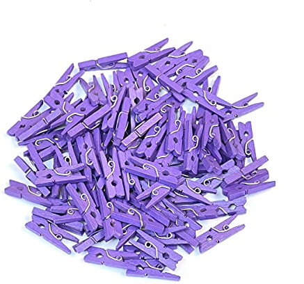 ARK Lot de 100 Mini Pinces à Linge en Bois (Violet)