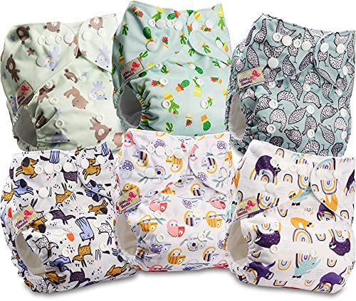 Littles and Bloomz FLP2-0603 Windel, wiederverwendbar, Standard-Popper, 6 Windeln
