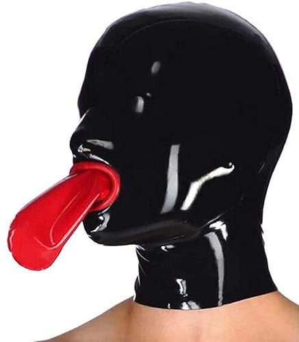 YXBLV Gag Latex Mask Full Face Bondage Cosplay Halloween Mask Headgear SM Extreme Rubber Mask Latex Sex Toy for Men and Women Adult Sex Toys Fetish Slave BDSM,XL,Black