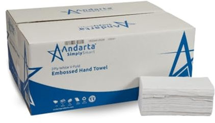 Andarta Lot de 4000 serviettes essuiemains pliées en V fabriquées en tissu 100 % recyclé de luxe, idéales pour les toilettes, la cuisine, la salle de bain et les distributeurs approuvés par les