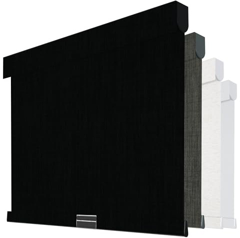 Boolegon Cordless Blackout Roller Shades for Windows, Black, Custom Size