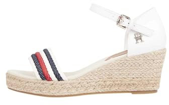 Tommy Hilfiger Damen MID Corporate FW0FW07078 Wedge-Espadrilles, Weiß (Ecru), 40 EU