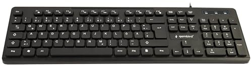Gembird Multimedia Tastatur, Kabelgebundene USB‑Tastatur mit Multimedia‑Tasten, Deutsches QWERTZ‑Layout, Hotkeys, PC & Computer Keyboard, Schwarz