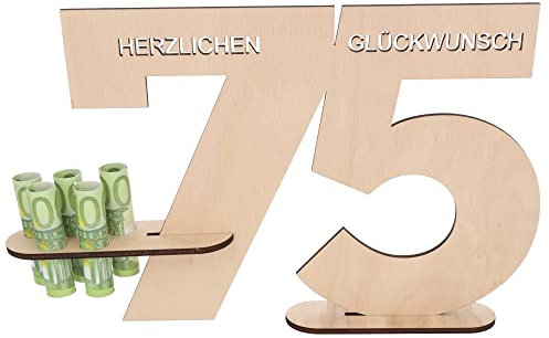 Spruchreif | XL-Gästebuch aus Holz | Holz Schild Gästebuch | Deko Zahlen 75 | Extra große Jahreszahlen | Geschenkidee zum 75.Geburtstag | Geburtstag | Jubiläum | Geschenk Mann Frau