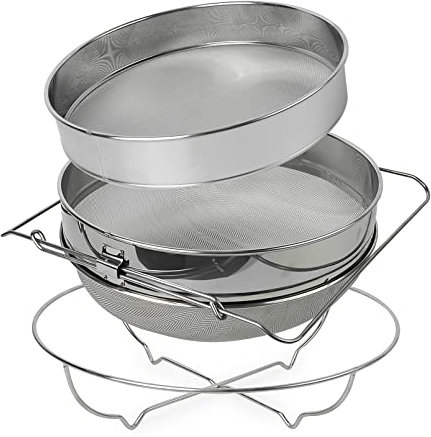 Lwuint Großes Doppelsieb 5 Gallonen Eimer Honigsieb, Premium Edelstahl Honigfilter Spüle Sieb für Honig, Obst, Gemüse