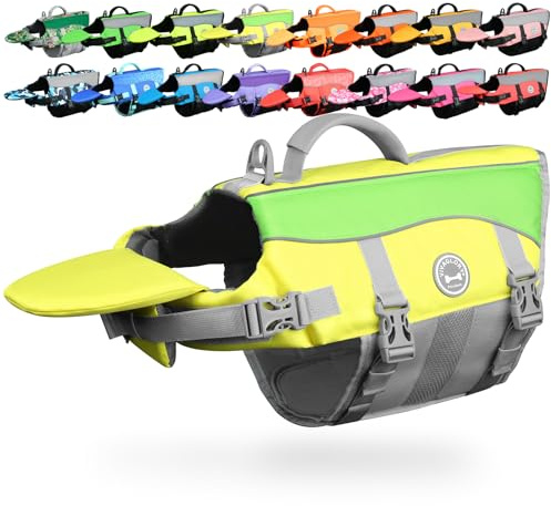 VIVAGLORY Hunde Schwimmweste Front Float Hundeschwimmweste, L, Lemon | Rettungsweste with Frontauftrieb Kopfstütze zum Schwimmen, Ripstop & Auftrieb for Hund