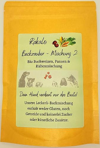 rakalo - Backmischung für Backmatte Hundekekse /Hundeleckerlis und Hundekekse Backform aus hochwertigem, getreidefreiem Buchweizenmehl mit Pansen und Rüben.Glutenfrei