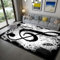 LOMDEM Schwarz Weiß Klaviertasten 3D Teppich Braun Teppiche Für Wohnzimmer Schlafzimmer DJ Musik Symbole Spiel Bodenmatten rutschfest Waschbar Büro Kaffeetisch Teppich (Farbe 4,160x200 cm)