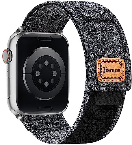 Jiamus Segeltuch Armband Kompatibel mit Apple Watch Armband 38mm 40mm 41mm 42mm 44mm 45mm 49mm,Verstellbares Atmungsaktives Stoff Sport armband für iWatch Ultra Series 9 8 7 6 5 4 3 2 SE Damen Herren