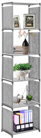 Youyijia 6 Tier 5 Cubes Modern Book Shelves Storage Shelf Tall Narrow Bookcase Display Unit Organizer Cube Display Shelves for Living Room, Bedroom