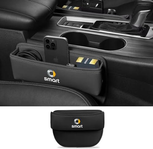 NICKAL Autositz Gap Aufbewahrungsbox, für Smart Fortwo 451 450 453 EQ Forfour Forjeremy Pu-Leder Auto Seat Gap Seitentaschen Organizer Aufbewahren von Autoartikeln Zubehör,Black Style