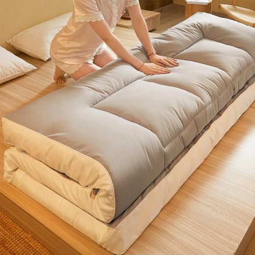 MZYZPPBD Futon Matratze Faltbare Gepolsterte Japanische Bodenmatratze Gesteppte Bett Matratzenauflage Komfortabel Isomatte Atmungsaktive Bodenliege Gästebett für Camping Couch,008,180 * 200cm