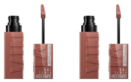 Maybelline New York Lip Colour, Smudge-free, Long Lasting up to 16h, Liquid Lipstick, Shine Finish, SuperStay Vinyl Ink, 120 Punchy (Pack of 2)