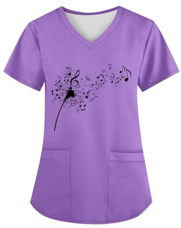 Kasacks Damen Pflege Nurse Kasack Damen Pflege Günstig Altenpflege Kleidung Kassaks Frauen Pflege Damen Uniform Kasack Kasack Damen Pflege Günstig Tshirt Damen Sport Shirts Für Damen(3-Purple,4XL)