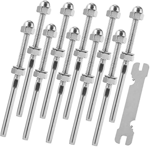 Gatuida 10 Piezas Varilla roscada izquierda y derecha terminal final kit de conector tensor de cable de barandilla de cubierta tornillos para barandilla de terraza Acero inoxidable suite