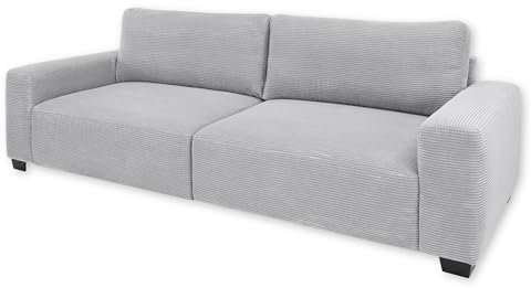 Stella Trading ELBA Big Sofa in Cord-Optik, Dove - Bequeme Wohnzimmer 3-Sitzer Couch - 274 x 93 х 113 cm (B/H/T)