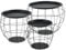 In And OutdoorMatch Beistelltisch Nedra - Couchtisch - 3er Set - Abnehmbare Tischplatte - Schwarz - Metall und MDF - Modernes Design