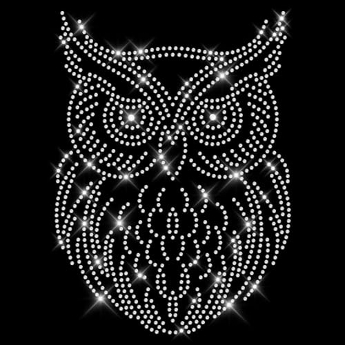 Glitzerdeals Bügelbilder Karneval Strass Eule kristall Aufbügler für Textilien Eule Bügelmotiv Uhu Strass Bügelbild Eule