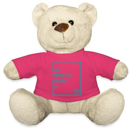 Spreadshirt Créez Votre Propre Nounours Personnalisé avec Texte Ou Photo Imprimée Nounours, Taille Unique, Rose