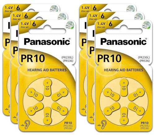 PANASONIC 6 Blister mit je 6 Batterien PR10 Zinc Air für Hörgeräte