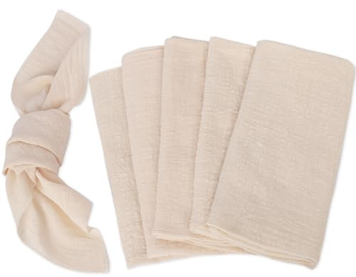Servietten Stoff Baumwolle, Stoffservietten Leinen, Stoffservietten Wiederverwendbar 42 x 42 cm für Küche Familie Party Tabellen Abendessen Cafe Restaurant (beige)