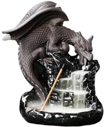 Porta incenso a forma di drago, cascata di incenso, 20 coni di incenso inclusi, diffusore per aromaterapia e meditazione, decorazione per la casa per sala yoga, tempio