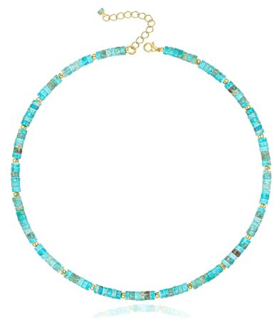 Kabwea Heishi Style Edelstein Perlen Choker Halskette, Boho Kette Damen, Boho-Halskette, Bunte Halskette Damen, Surfer Strand Halskette, Boho Schmuck Damen